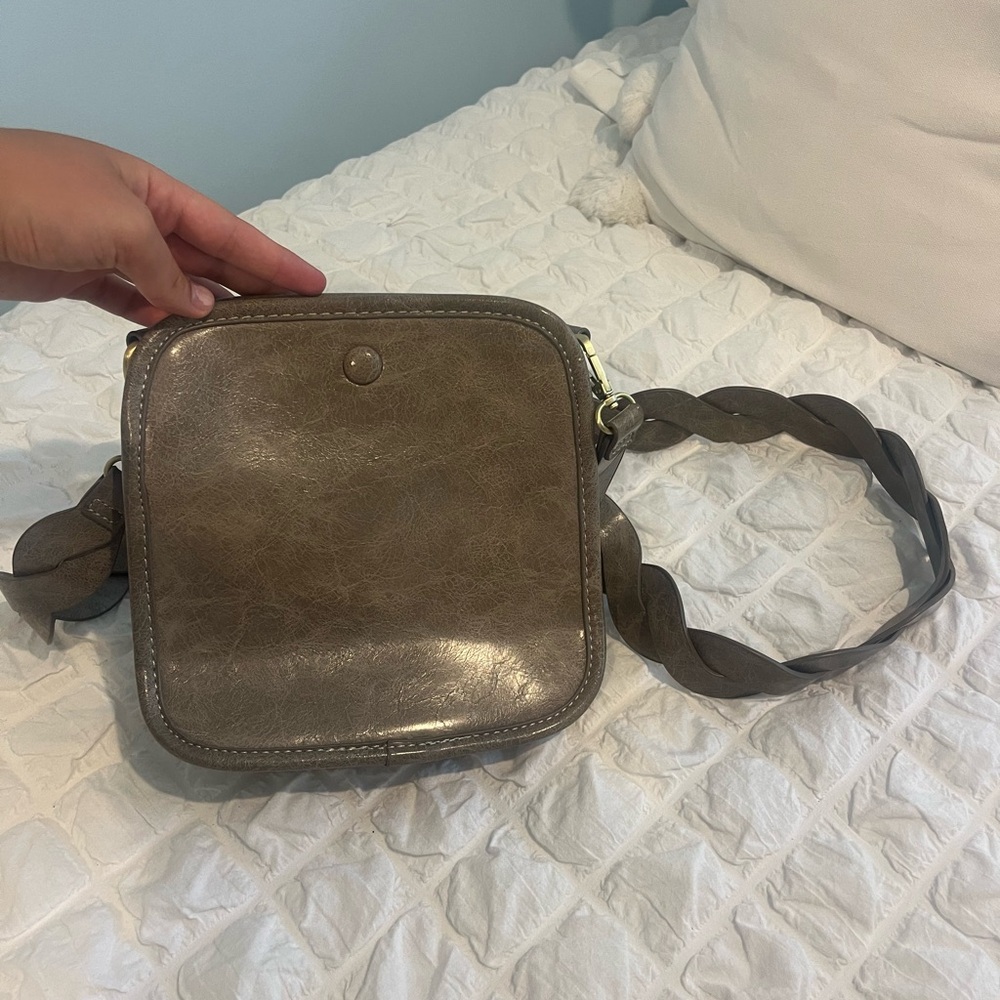 Anthropologie Brown Leather Crossbody Bag with Rustic Charm